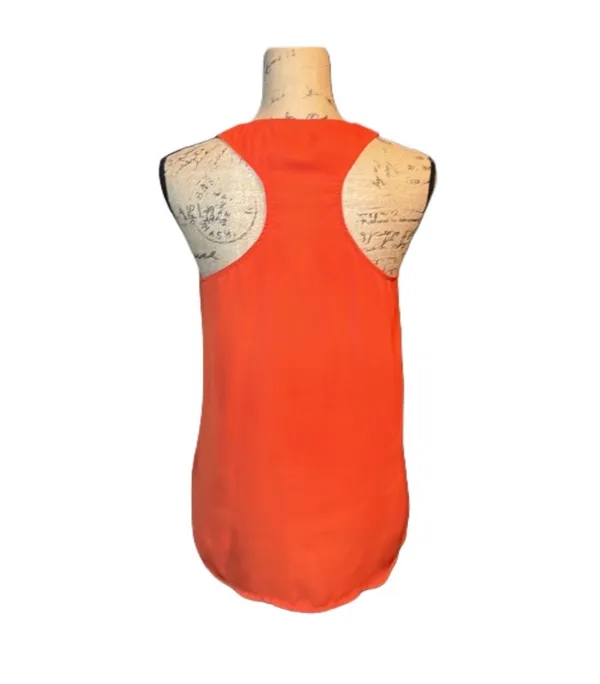 THML Orange Racerback Blouse with Chevron V-Neck Trim - Image 4