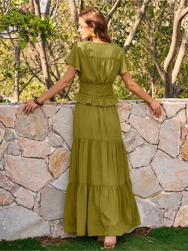 Rihoas Green V Neck Ruched Blouse - Image 4