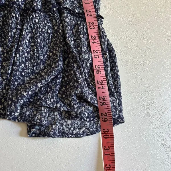 Lulus Floral Tiered Mini Dress Women’s Size M Navy Blue Ruffle Strappy - Image 7