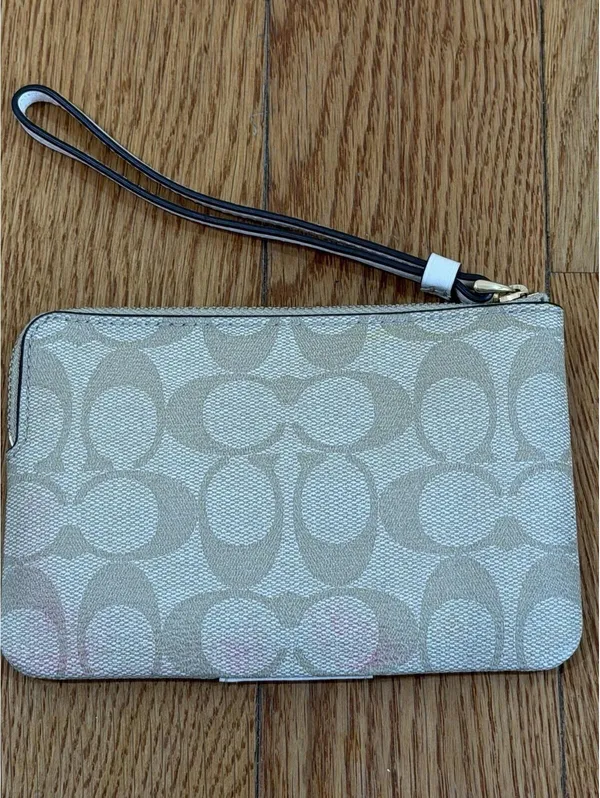 NWT Coach Corner Zip Wristlet Signature Canvas Stripe - Image 5