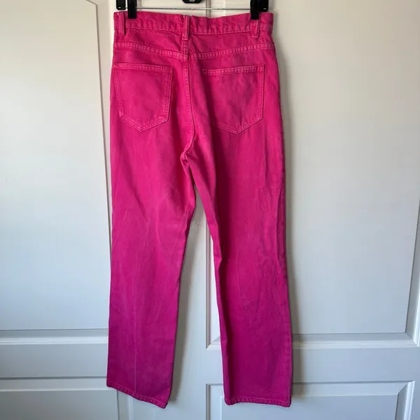 Zara Hot Pink High Waist Mom Jeans Straight Leg Button‎ Fly Preppy Womens 6 - Image 4