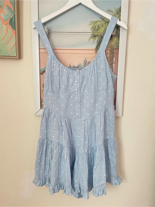 American Eagle Polka Dot Tiered Corset Sleeveless Romper Dress Size Large - Image 2