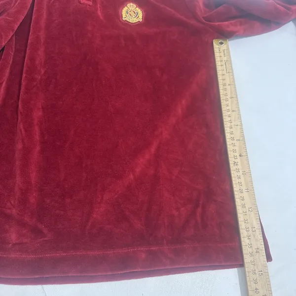 Vintage Ralph Lauren Velour Quarter Zip Sweatshirt Pullover Red Women's Size P/S - Image 10