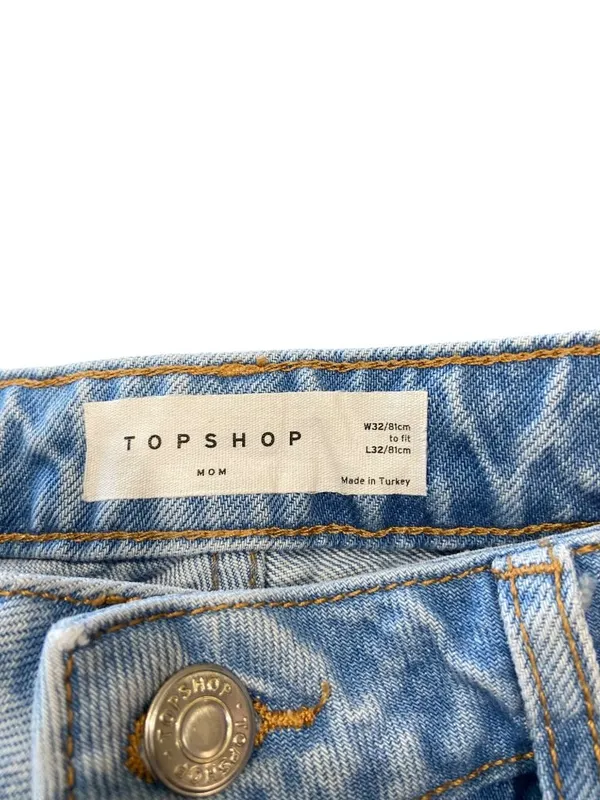 TopShop High Rise Straight Leg Mom Jeans Blue Size 32 Preppy Casual Minimalist - Image 3