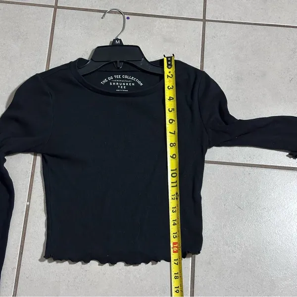 Aeropostale Women Black OG Tee Collection Shrunken Tee Long Sleeve size‎ Small - Image 6