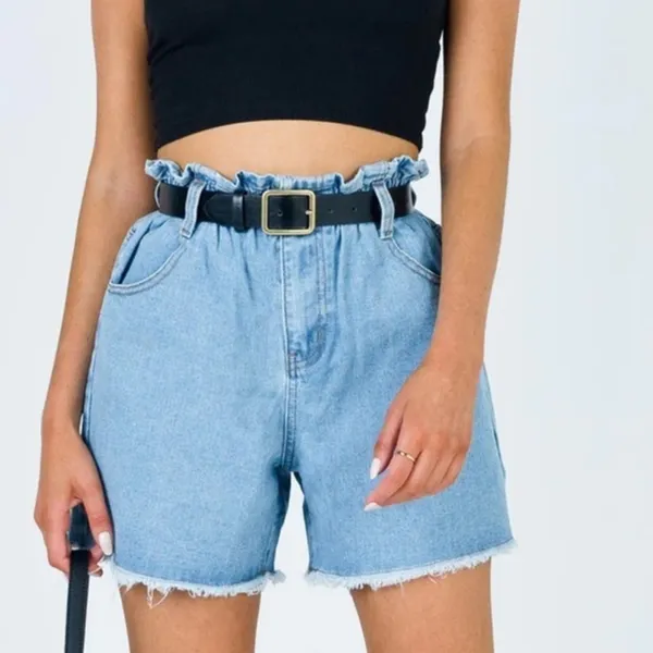 Princess Polly OPEN ROAD DENIM PAPER BAG SHORTS PALE BLUE - Image 6