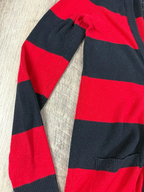 Abercrombie Red/Navy Stripe Cardigan - Image 6