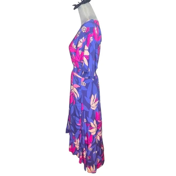 Abel the Label Anthropologie flutter sleeve high low midi dress bold floral XS - Image 4