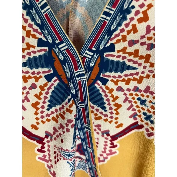 Flying Tomato Women's Boho Blouse M Multicolor Aztec Print Faux Wrap Emb… - Image 2