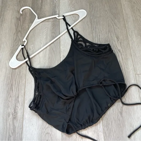 Free People Cami blouson brami tank top Black womens (small) lace party summer - Image 5