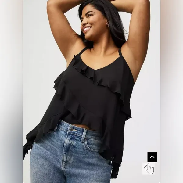 Torrid NWT Georgette Ruffle Cami Deep Black 1x v neck - Image 2