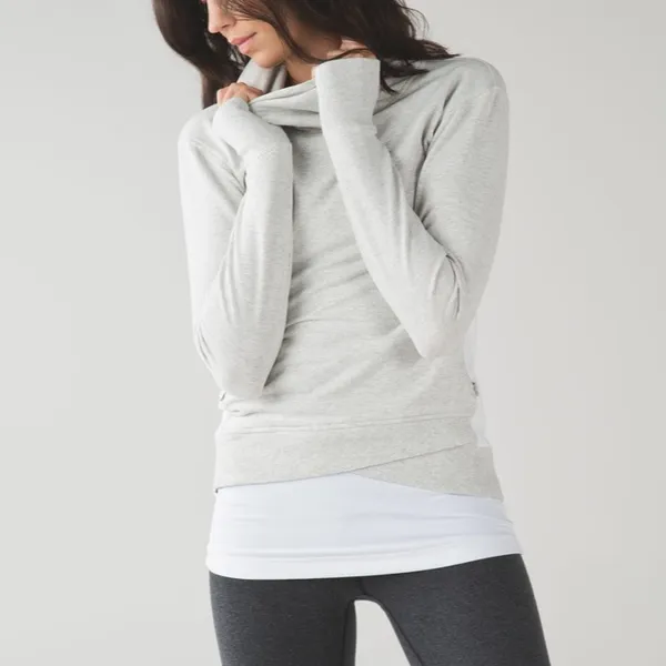 Lululemon On The Double Pullover Heathered White Size 6 - Image 2