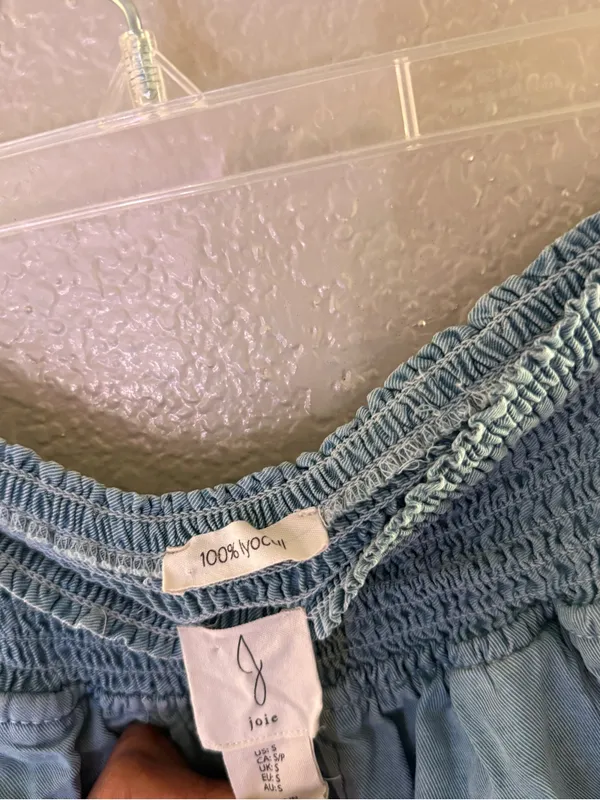 Joie Blue Lyocell Smocked High Rise Pull On Shorts Pockets Size Small - Image 6