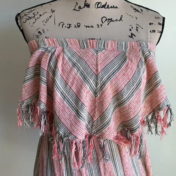 Billabong Strapless Fringe Chevron Striped Mini Dress - Image 8