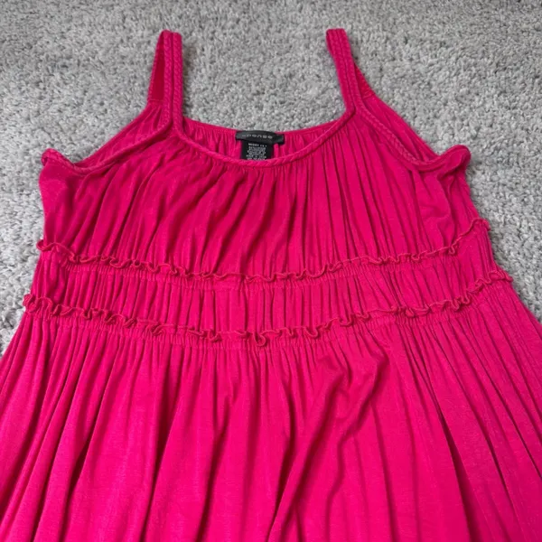 Spense Womens Hot Pink Braided Strap Ruffle Trim Empire Waist Maxi Dress Large - Image 2