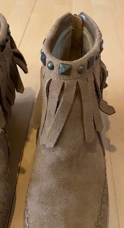 Crown Vintage Mocha Fringe Booties - Image 3