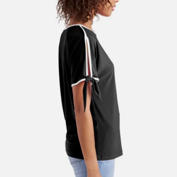 Ivanka Trump Black & White Trim Open Tie Sleeve Blouse Top Size Small - Image 3