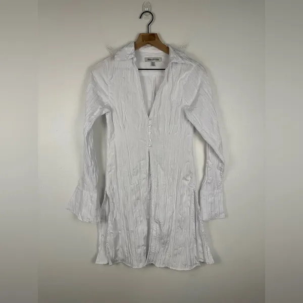Urban Outfitters White Jordyn Textured Flyaway Shirt‎ Women’s Sz S - Image 2