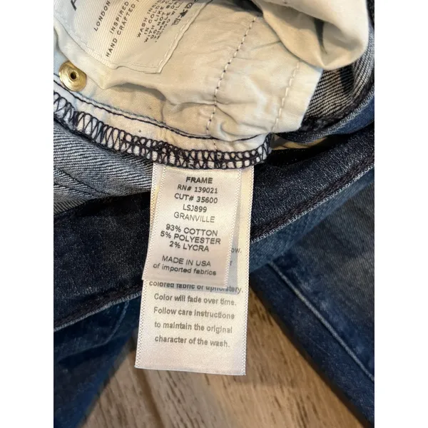 FRAME Granville Skinny Jeans Blue Distressed Low Rise Stretch Womens Size 24 - Image 6