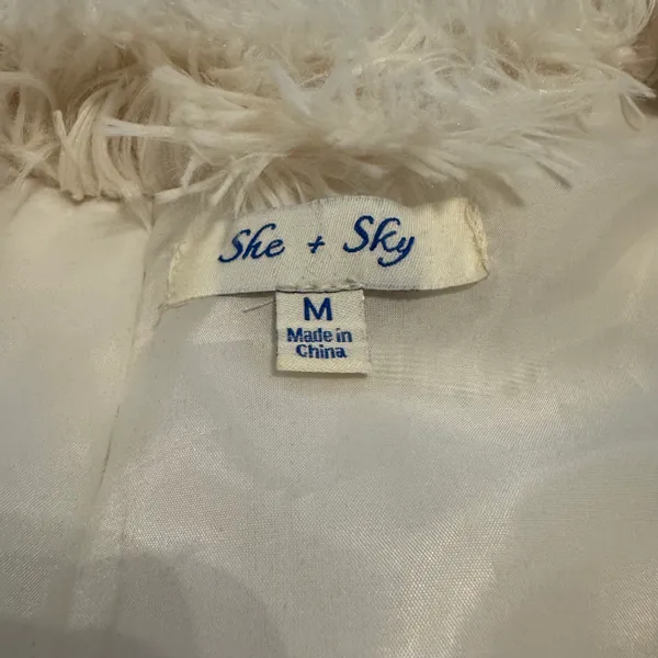 She + Sky Cream Faux Fur Coat - Image 4