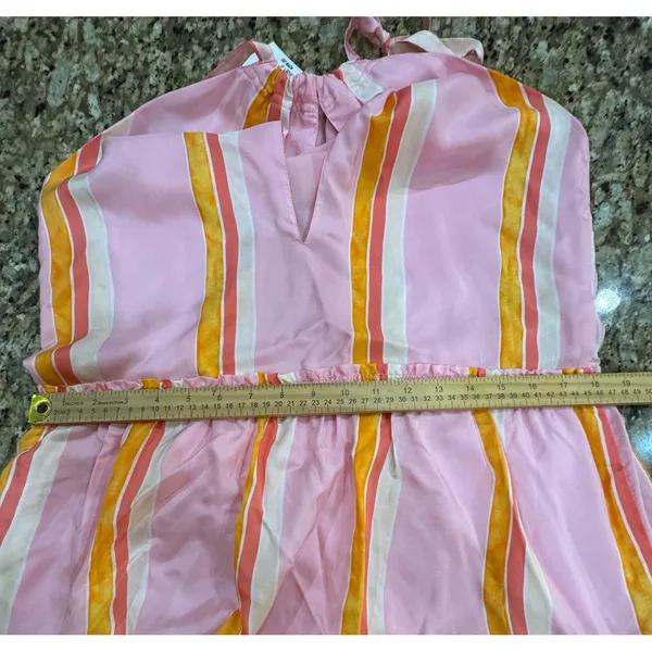NWT Club Monaco Amirra Maxi 100% Silk Dress Pink Striped Sleeveless Sundress - Image 8