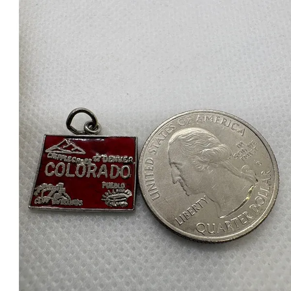 Vintage Sterling Silver Colorado Red Enamel Souvenir Travel Charm Pendant 2.21g - Image 6