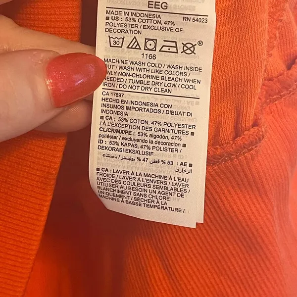 Old Navy Orange Loose Cropped Long-Sleeve Performance Slub-Knit Terry Sweatshirt - Image 5