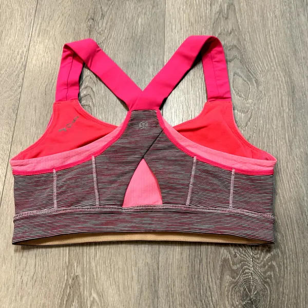 Lululemon Womens Run Stuff Your Bra‎ Pink Striped Sports Bra Size 6 - Image 2