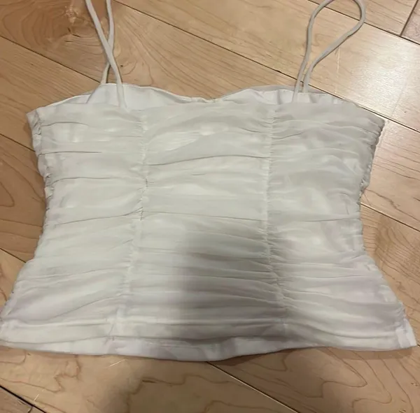 Cotton Candy LA white Mesh Crop Top - Image 2