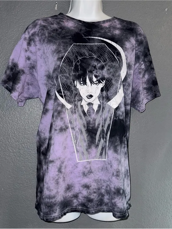 Women’s Wednesday Halloween Purple Cotton T-Shirt Top size Medium - Large - Image 3