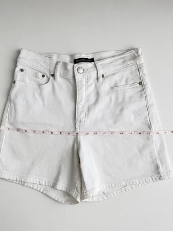 Calvin Klein Jeans White High Rise Denim Shorts Size 8 Classic Summer - Image 9