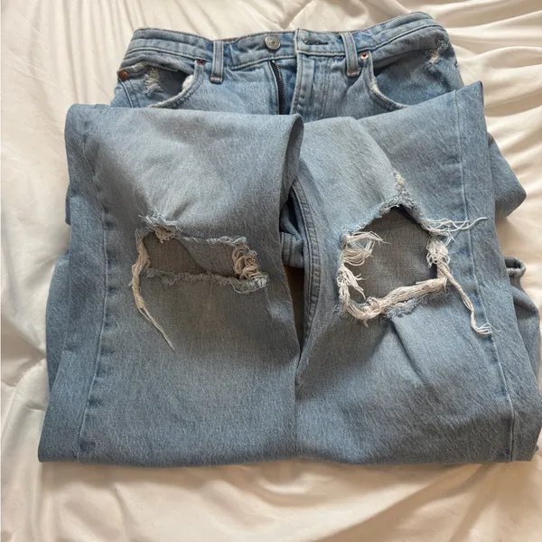 Abercrombie & Fitch Light Blue Straight Leg Jeans - Image 3