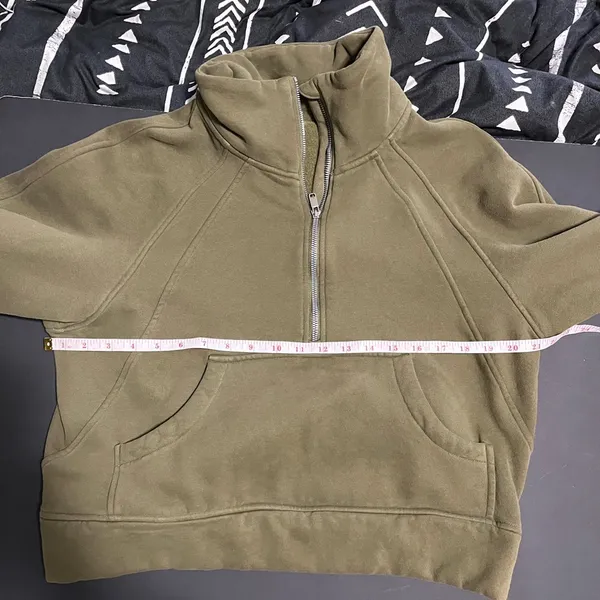 OLIVE GREEN 1/4 Zip Pullover Sweatshirt Women’s Sz M EUC Size M - Image 6