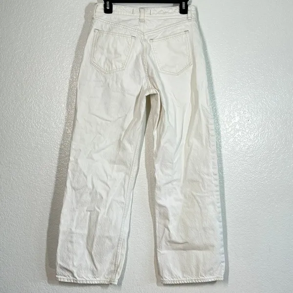 4 white wide-leg jeans by Abercrombie & Fitch "the loose high-rise" 26" inseam - Image 3