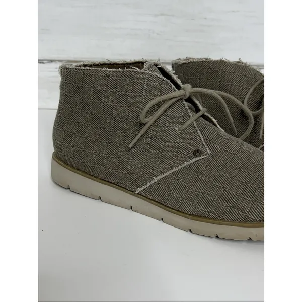Bearpaw Cher Women's Taupe Canvas Frayed Lace Up Chukka Ankle Boots Shoe Size 9 - Image 2
