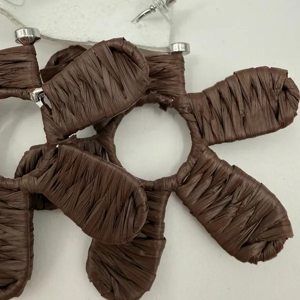 Free People Earrings NWT Woven Flower Hoops Chocolate Brown Hippie Boho Festival - Image 8