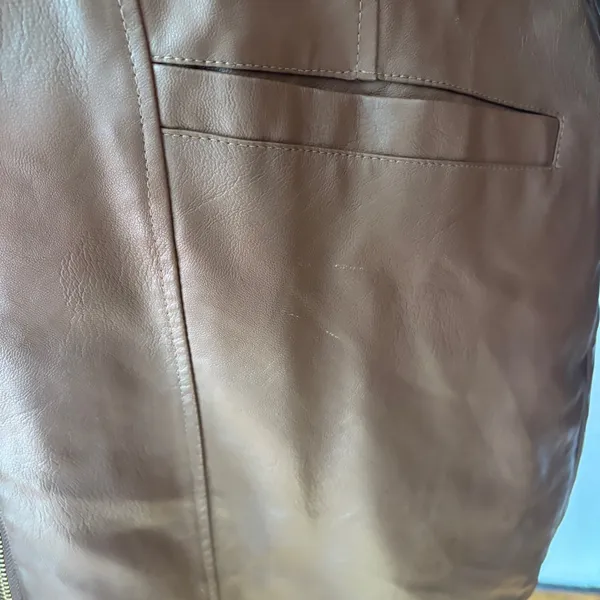 Baccini Brown Faux Leather + Fur Trim Coat - Image 4