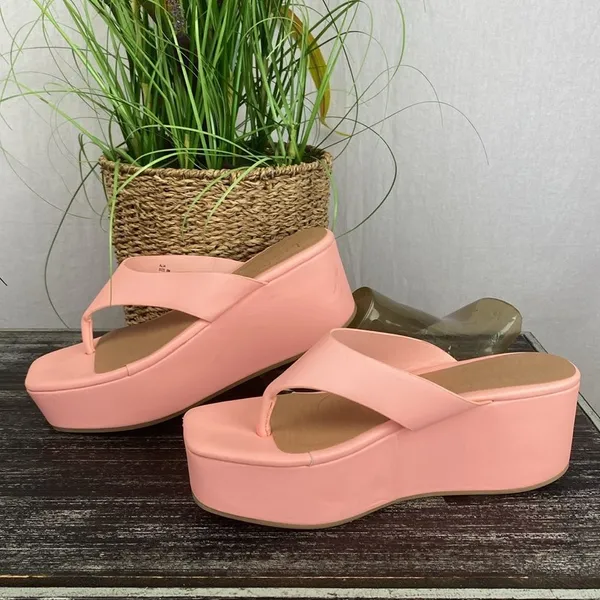L*Space Pink Platform Wedge Thong Shoes 8 - Image 2