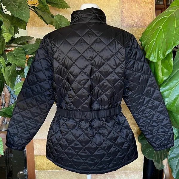 NEW 32 Degrees Women’s Diamond Quilt Belted Puffer Mock Neck Black Jacket Size L - Image 7