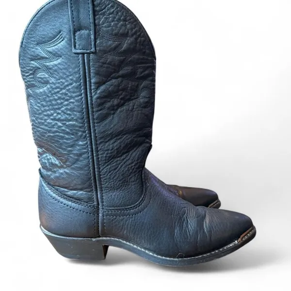 Masterson Boot Co Western Cowboy Boots Women 7.5 Black Leather Metal Toe Tips - Image 3