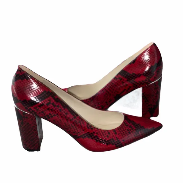 NEW MARC FISHER SNAKE PRINT Pump Heel Sandal Slip On - Image 10
