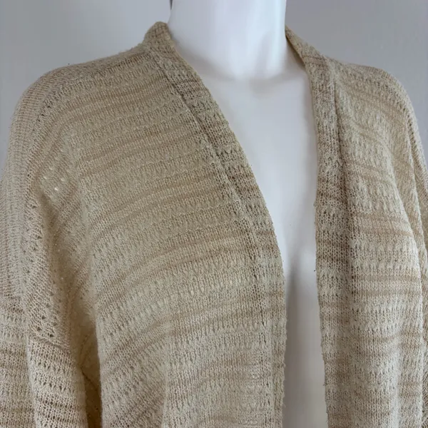 Anthropologie cream longline textured open knit duster cardigan - Image 2