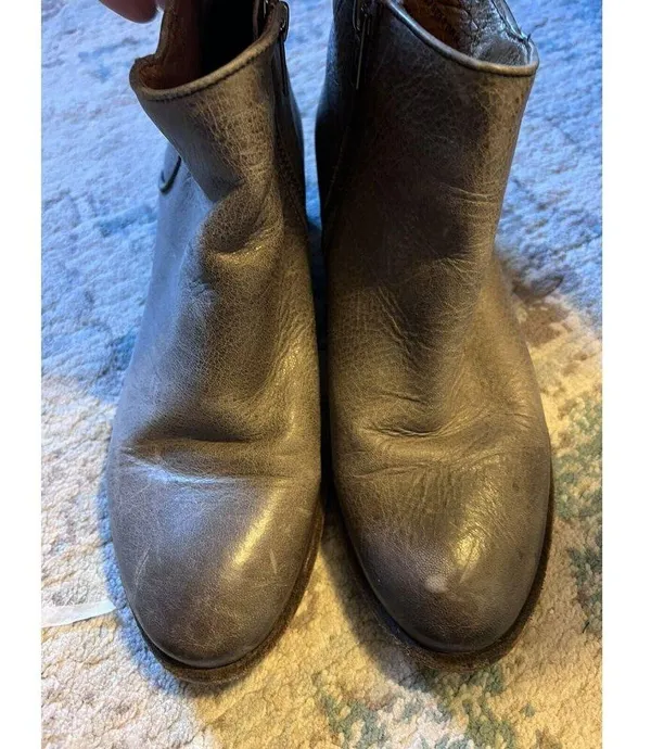 Frye Carson Piping Leather Bootie Size 6.5 Graphite Grey Side Zipper - Image 7