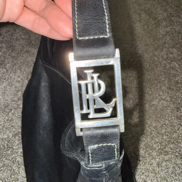 Lauren Ralph Lauren Hobo Bag Womens Medium Black Good Leather‎ LRL Logo Buckle - Image 4