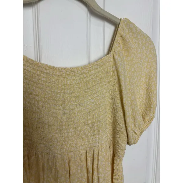Altar'd State Butter Yellow Milkmaid Ditsy Floral Puff Sleeve Top S Cottagecore - Image 4