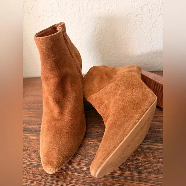 Steve Madden Idonia Boots Womens Size 9 Brown Cognac Suede Ankle Block Heel - Image 4