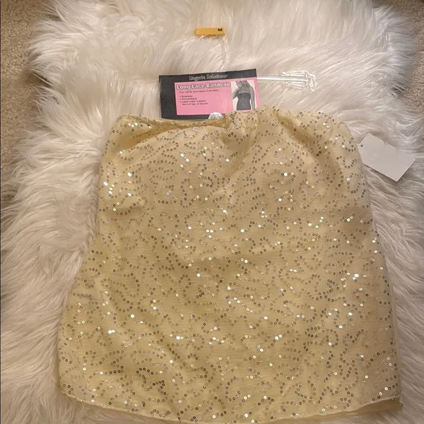 Elegant Silver Sequin Bandeau Size M - Image 3