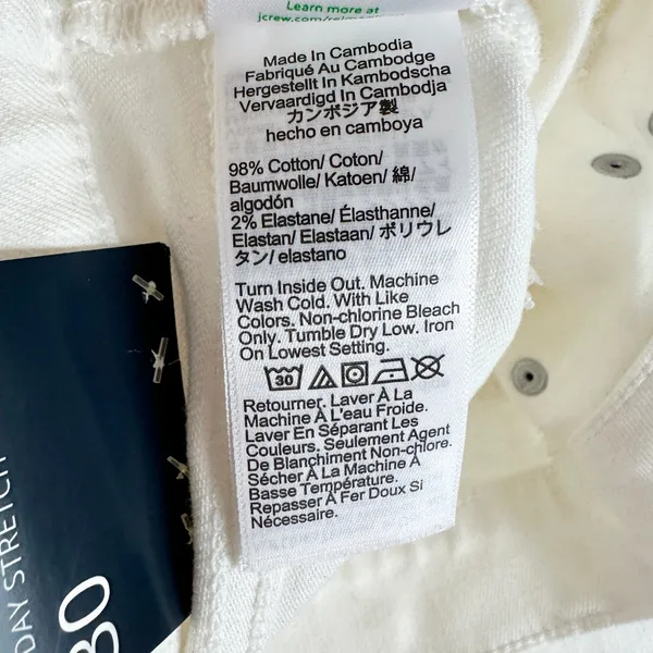 J.Crew Wide Leg Cropped Jean All Day Stretch White Stretch Denim US 30 NWT - Image 10