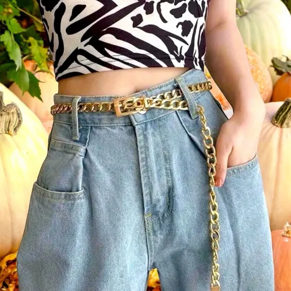 Stylish Chain Belt Casual‎ Golden Plated Metal Waist Chain Adjustable One Size - Image 10