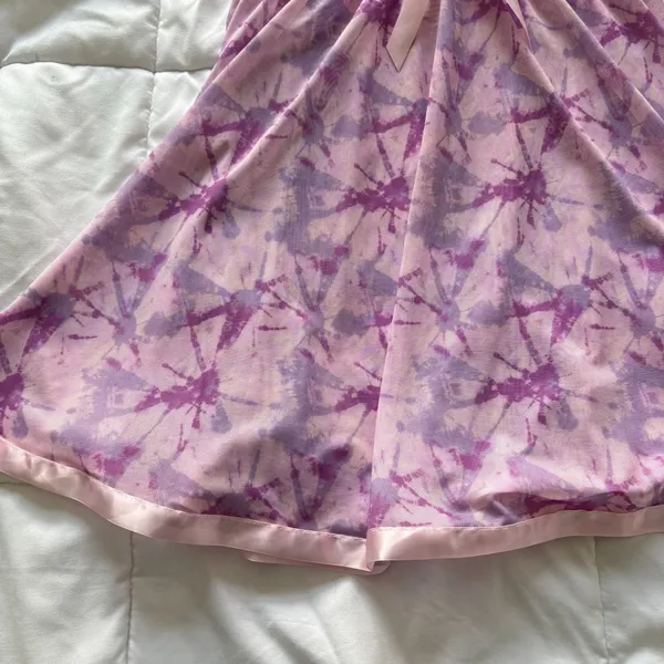 Womens Medium Pink Floral Sexy Sequined Babydoll Chemise Slip Coquette‎ Feminine - Image 3